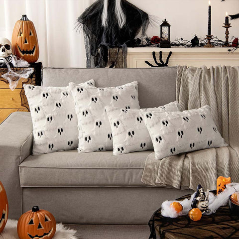 MIULEE Halloween Spooky White Ghost Pillow Covers