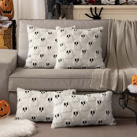 MIULEE Halloween Spooky White Ghost Pillow Covers