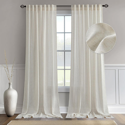MIULEE Linen Curtains Natural Ivory