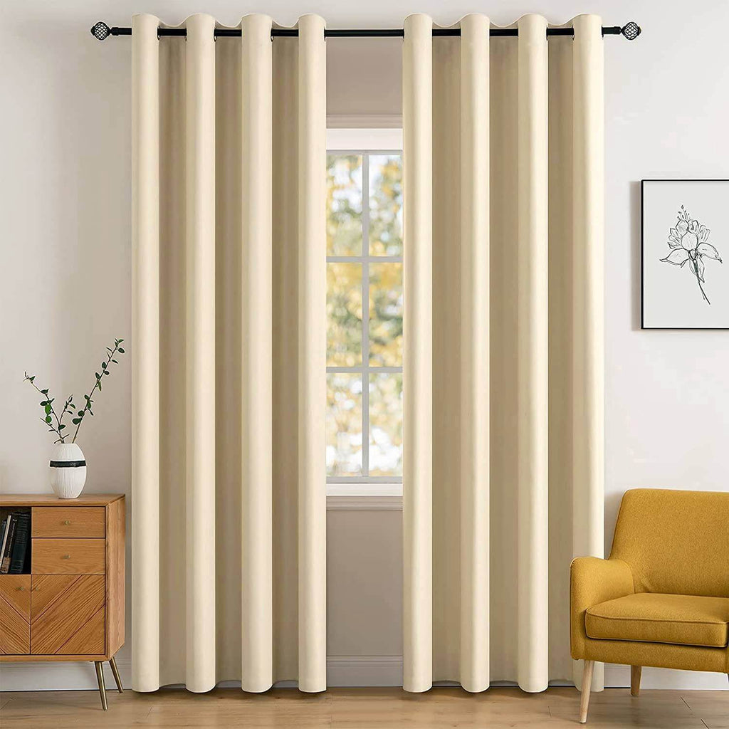 MIULEE Room Darkening Curtains Thermal Insulated Black Out Drapes Solid Window Treatment Set Grommet Top Light Blocking Blackout Curtain for Living Room/Bedroom 2 Panels 52 x 84 inch Cream Beige