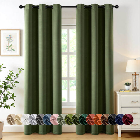 MIULEE 40x84 Inch Olive Green Grommet  Blackout Curtains