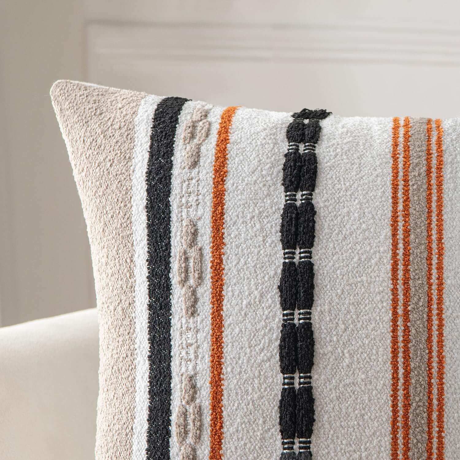 MIULEE Boho Farmhouse Chenille Striped Throw Pillow Covers (Pack of 2)