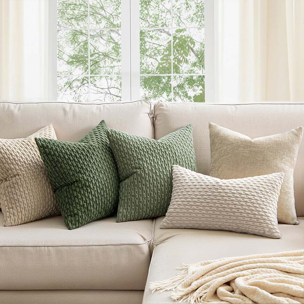 MIULEE Corduroy Boho Farmhouse Striped Throw Pillow Covers