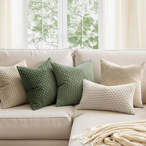 MIULEE Corduroy Boho Farmhouse Striped Throw Pillow Covers