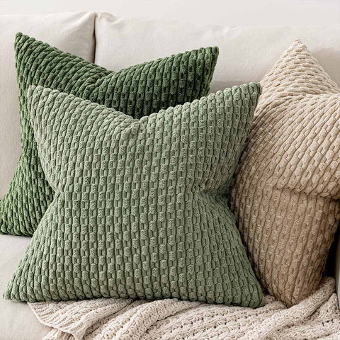 MIULEE Corduroy Boho Farmhouse Striped Throw Pillow Covers