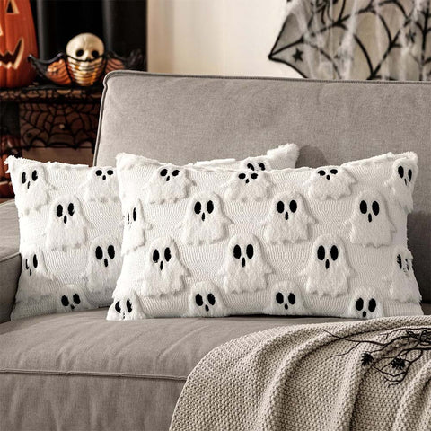 MIULEE Halloween Spooky White Ghost Pillow Covers