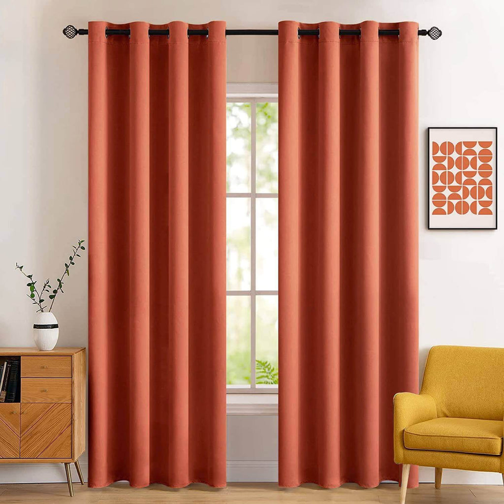 MIULEE Room Darkening Curtains Thermal Insulated Rust Terracotta Drapes Window Treatment Grommet Top Light Blocking Blackout Curtain for Fall Living Room/Bedroom 2 Panels 52 x 84 inch Burnt Orange