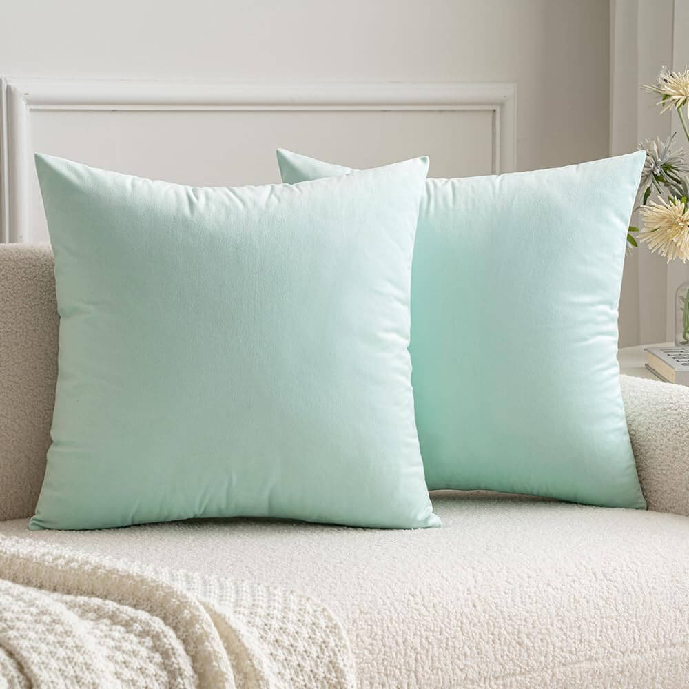 MIULEE Velvet Soft Solid Decorative Square Throw Pillow Covers (Pack of 2)