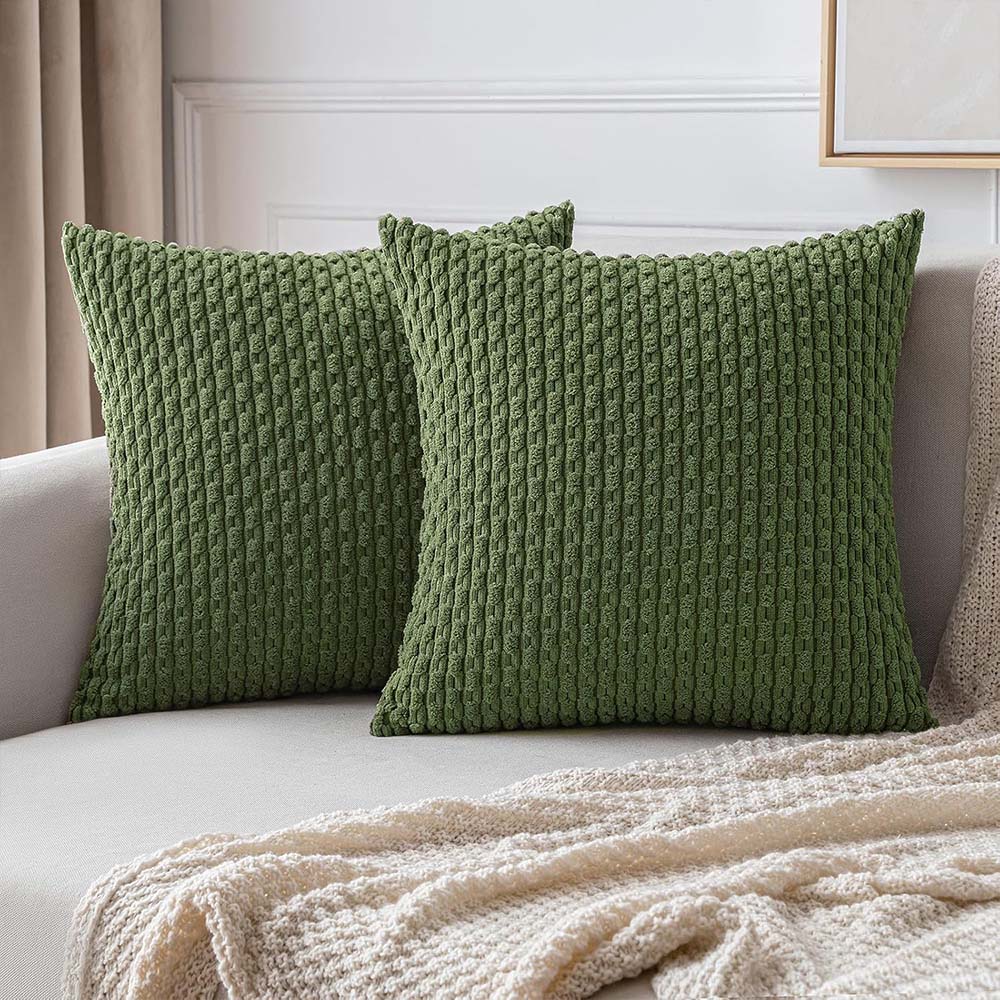 MIULEE Corduroy Boho Farmhouse Striped Throw Pillow Covers