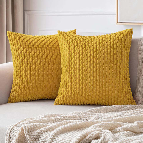MIULEE Corduroy Boho Farmhouse Striped Throw Pillow Covers