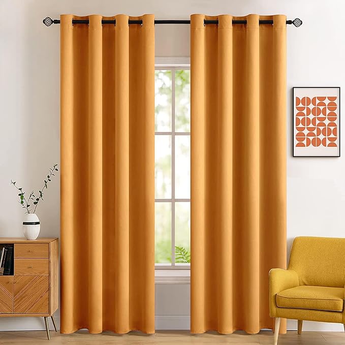 MIULEE Room Darkening Thermal Insulated Blackout Curtains (2 Panels)