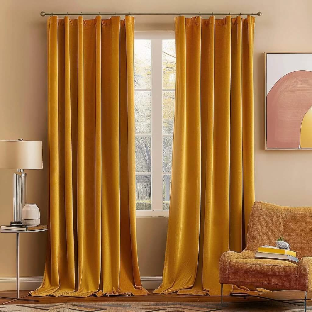 MIULEE Customized Velvet Luxury Blackout Curtains Thermal Insulated (2 Panels) - Back Tab & Rod Pocket