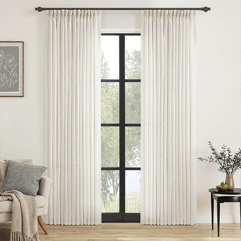 Light Filtering Thick Linen Textured Drapes - Pleated (2 Panels)