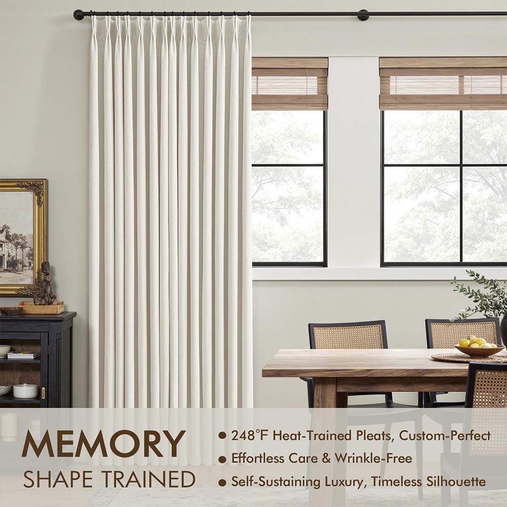 Pinch Pleated 100% Blackout Linen Curtains
