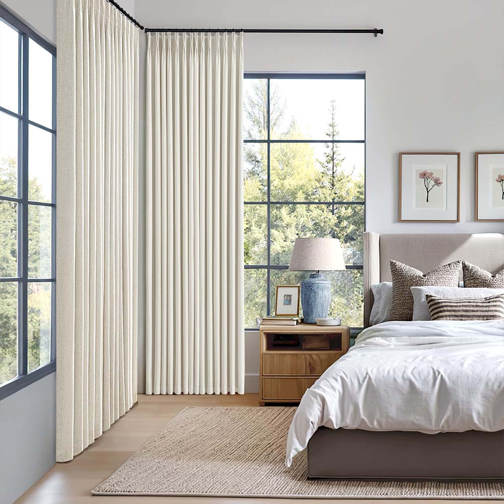 Pinch Pleated 100% Blackout Linen Curtains
