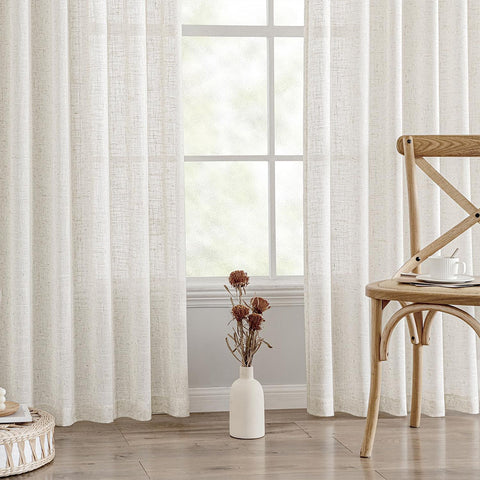 Light Filtering Thick Linen Textured Drapes - Pleated (2 Panels)