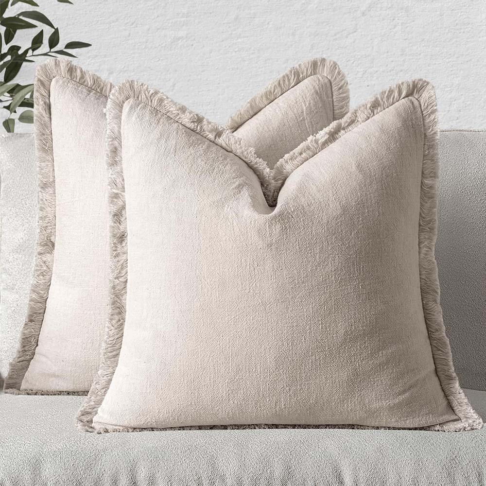 Natural_Beige Linen Boho Pillow Covers