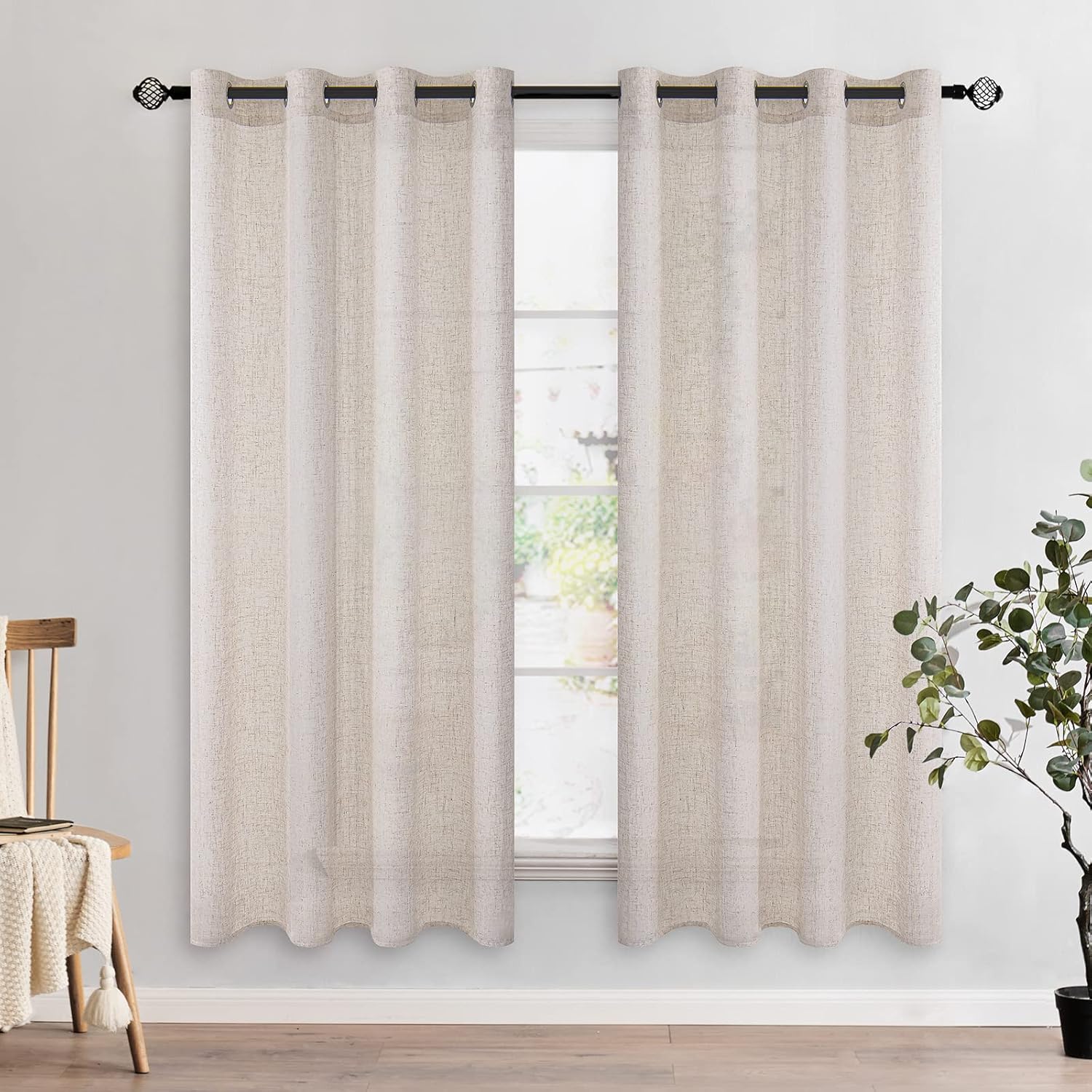 Light Filtering Linen Drapes - Grommet (2 Panels)