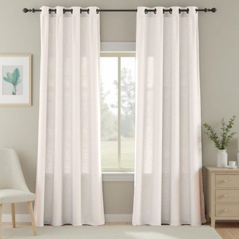 Natural White - Nature Linen Grommet Drape