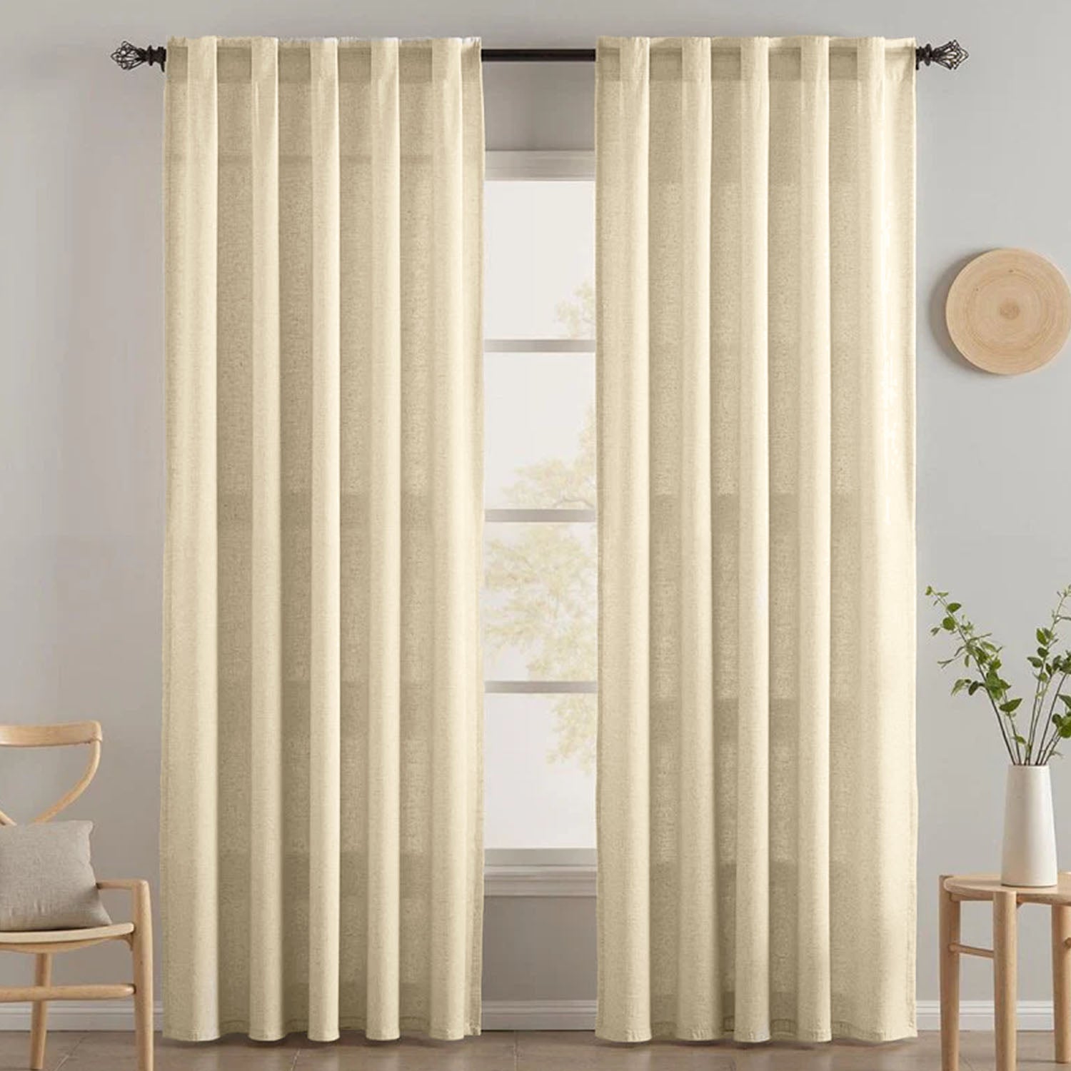 Nature Custom Heavyweight Linen Drape - Rod Pocket & Back Tab