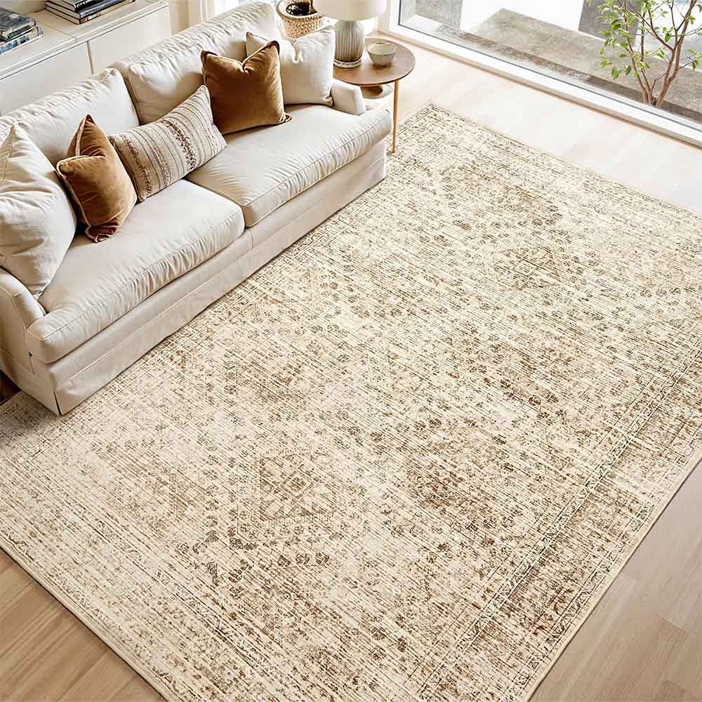 Vintage Washable Low Pile Area Rugs_Neutral_Beige_8_x_10