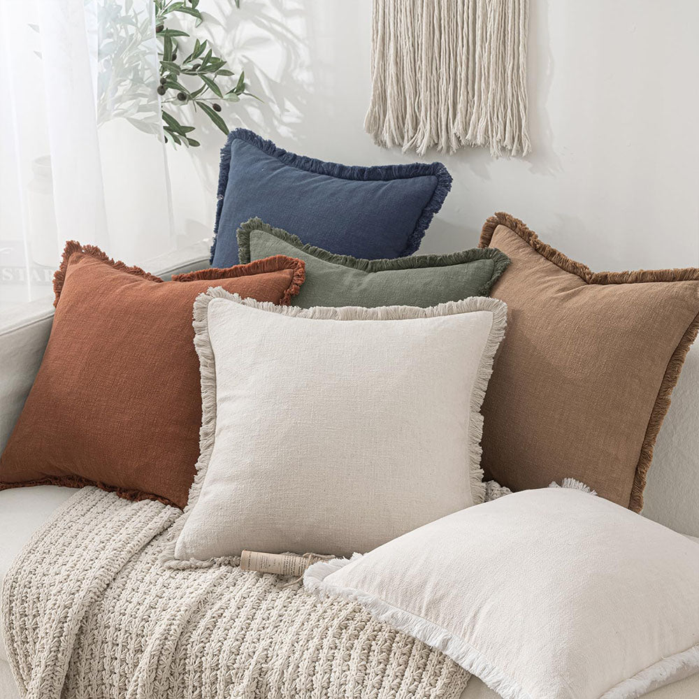 MIULEE Linen Pillow Covers - Natural Beige