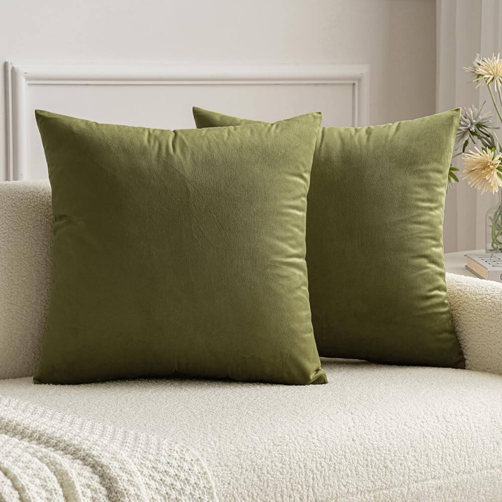 MIULEE Velvet Soft Solid Decorative Square Throw Pillow Covers (Pack of 2)