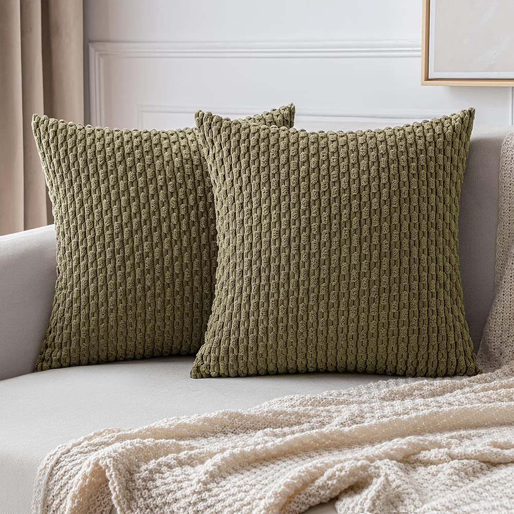 MIULEE Corduroy Boho Farmhouse Striped Throw Pillow Covers