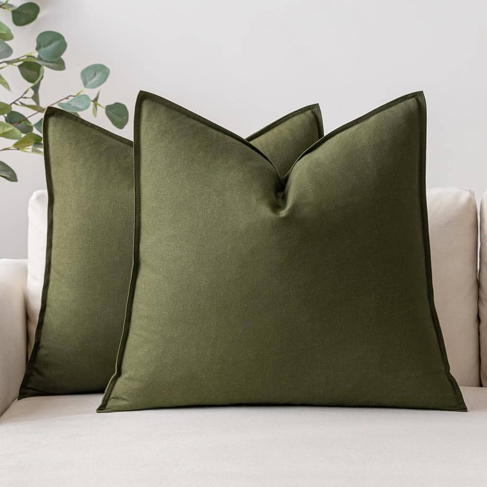 MIULEE Decorative Linen Modern Farmhouse Home Couch Throw Pillow Covers (Pack of 2)