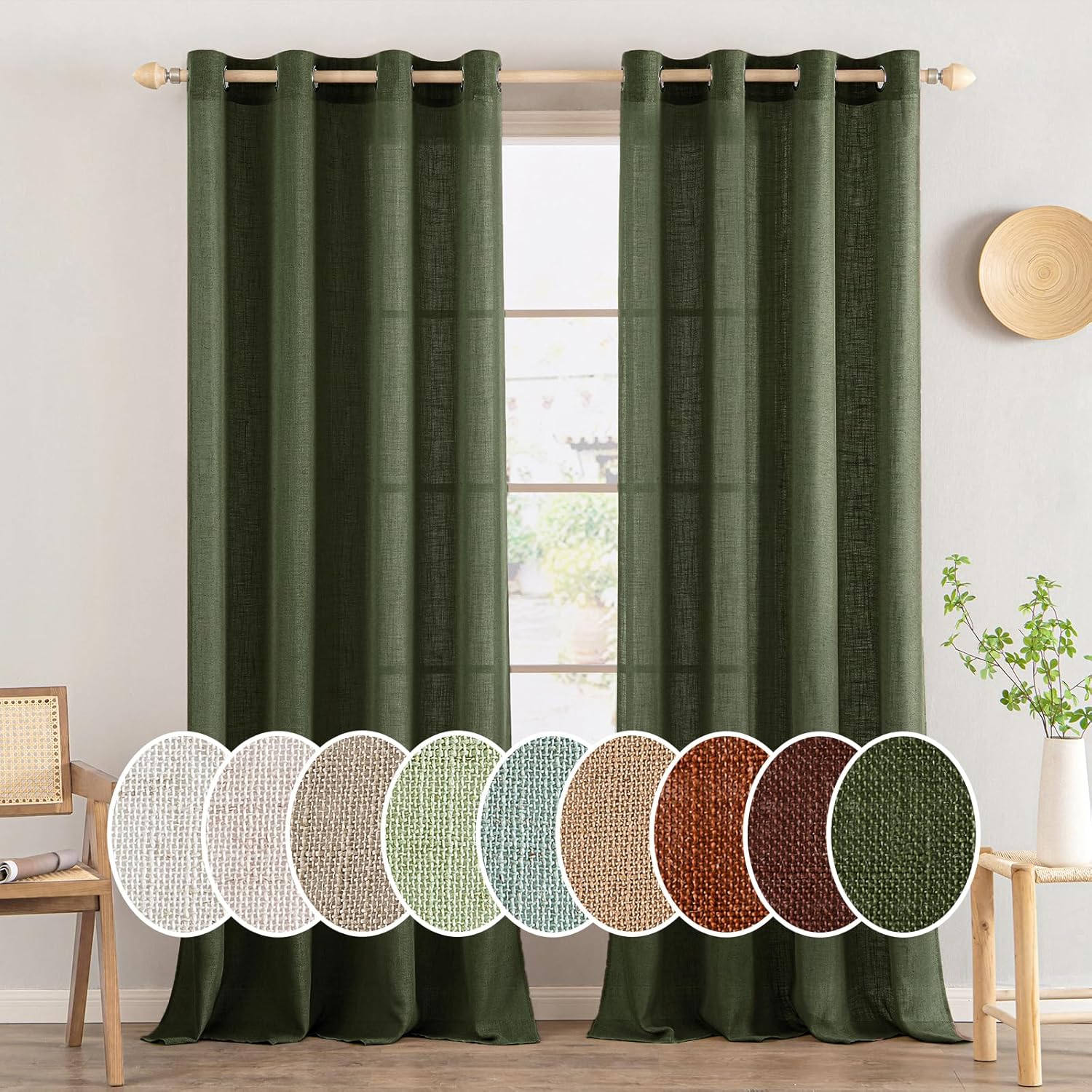 Light Filtering Linen Drapes - Grommet (2 Panels)
