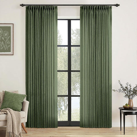 Light Filtering Thick Linen Textured Drapes - Pleated (2 Panels)