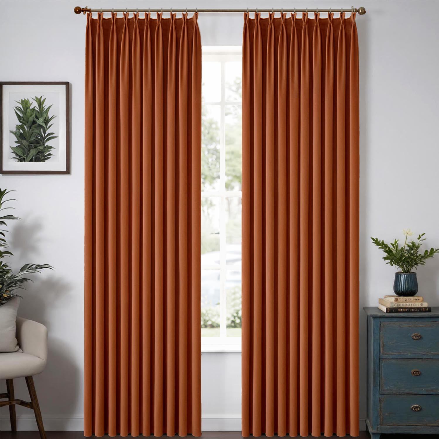 MIULEE Customized Pleated Velvet Luxury Blackout Curtains Thermal Insulated (2 Panels) - Pleated