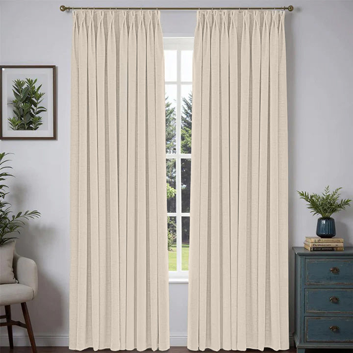 "Pure" Custom Heavyweight Linen Drape Pleated - Beige