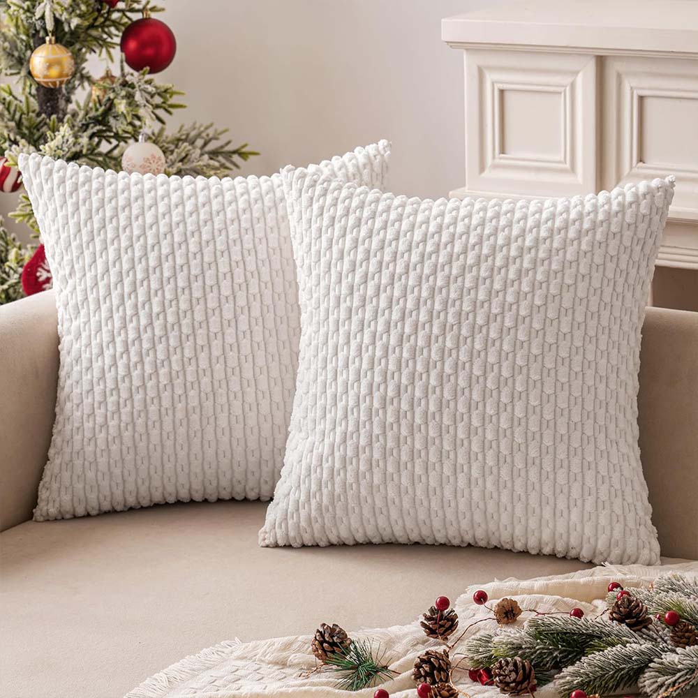 MIULEE Corduroy Boho Farmhouse Striped Throw Pillow Covers