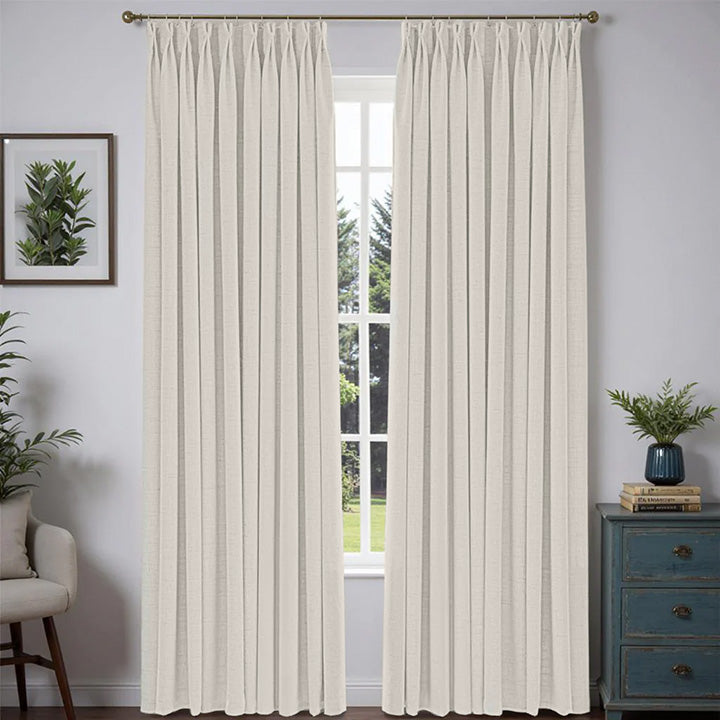 "Pure" Custom Heavyweight Linen Drape Pleated - Natural