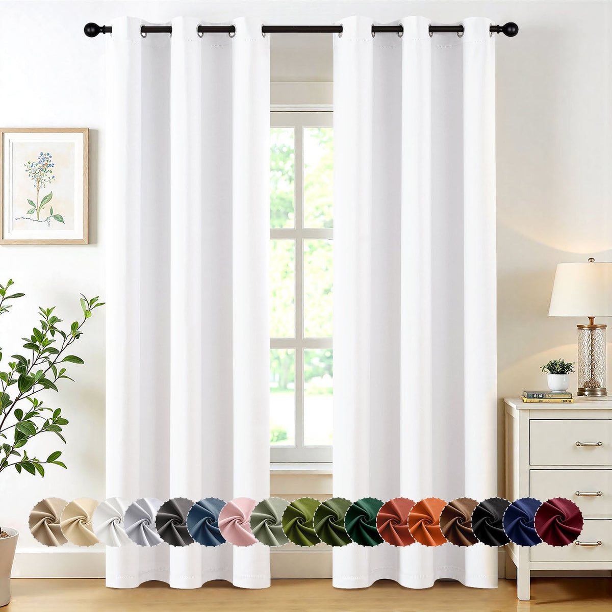 MIULEE Pure White W40 x L84 Inch Grommet Top Curtains