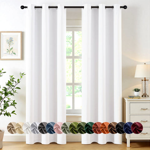 MIULEE Pure White W40 x L84 Inch Grommet Top Curtains