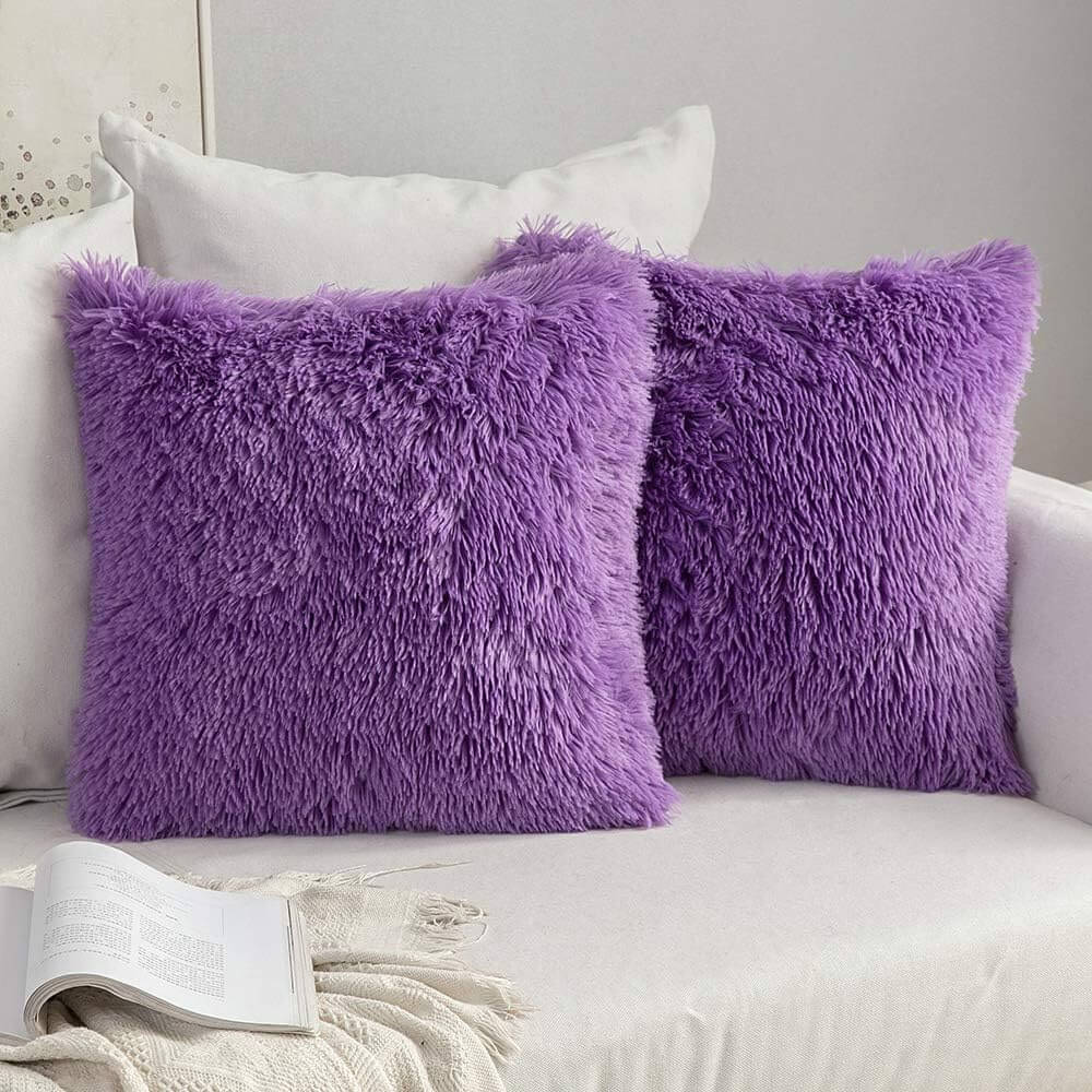 MIULEE Luxury Faux Fur Deluxe Winter Decorative Plush Throw Pillow Covers (Pack of 2)