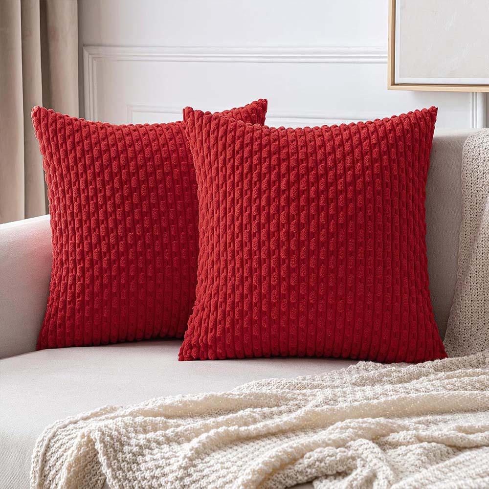 MIULEE Corduroy Boho Farmhouse Striped Throw Pillow Covers