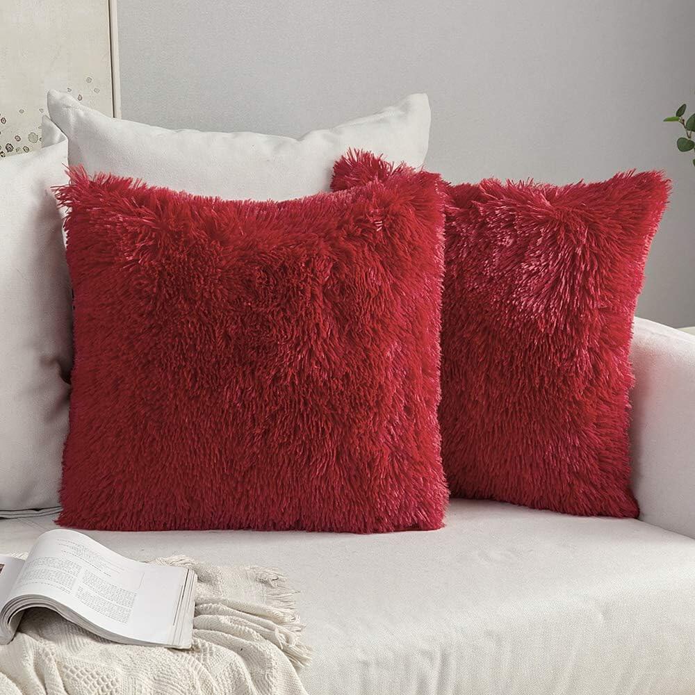 MIULEE Luxury Faux Fur Deluxe Winter Decorative Plush Throw Pillow Covers (Pack of 2)