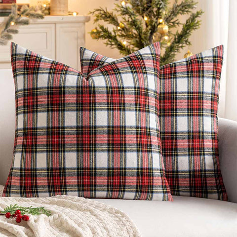 Christmas Scottish Tartan Farmhouse Plaid Throw Pillow Covers