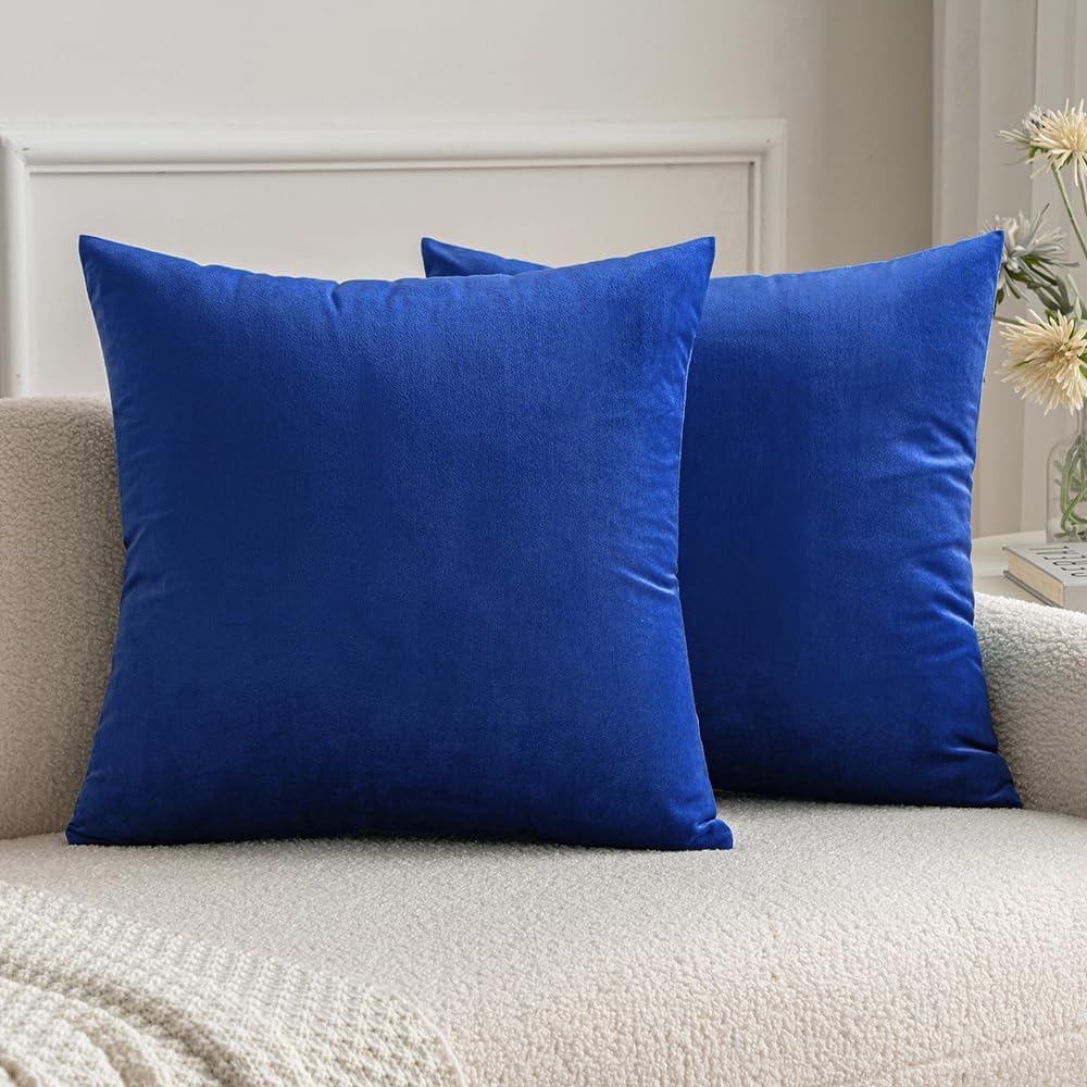 MIULEE Velvet Soft Solid Decorative Square Throw Pillow Covers (Pack of 2)