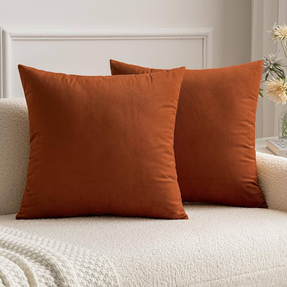 MIULEE Velvet Soft Solid Decorative Square Throw Pillow Covers (Pack of 2)