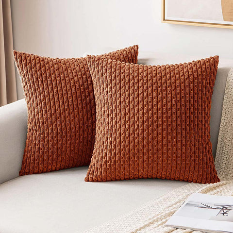 MIULEE Corduroy Boho Farmhouse Striped Throw Pillow Covers