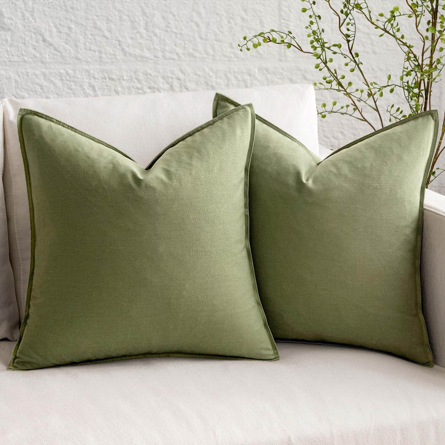 MIULEE Decorative Linen Modern Farmhouse Home Couch Throw Pillow Covers (Pack of 2)