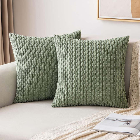 MIULEE Corduroy Boho Farmhouse Striped Throw Pillow Covers