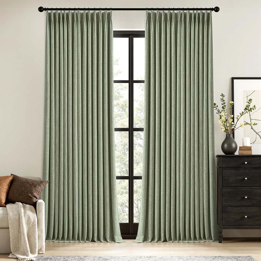 Pinch Pleated 100% Blackout Linen Curtains