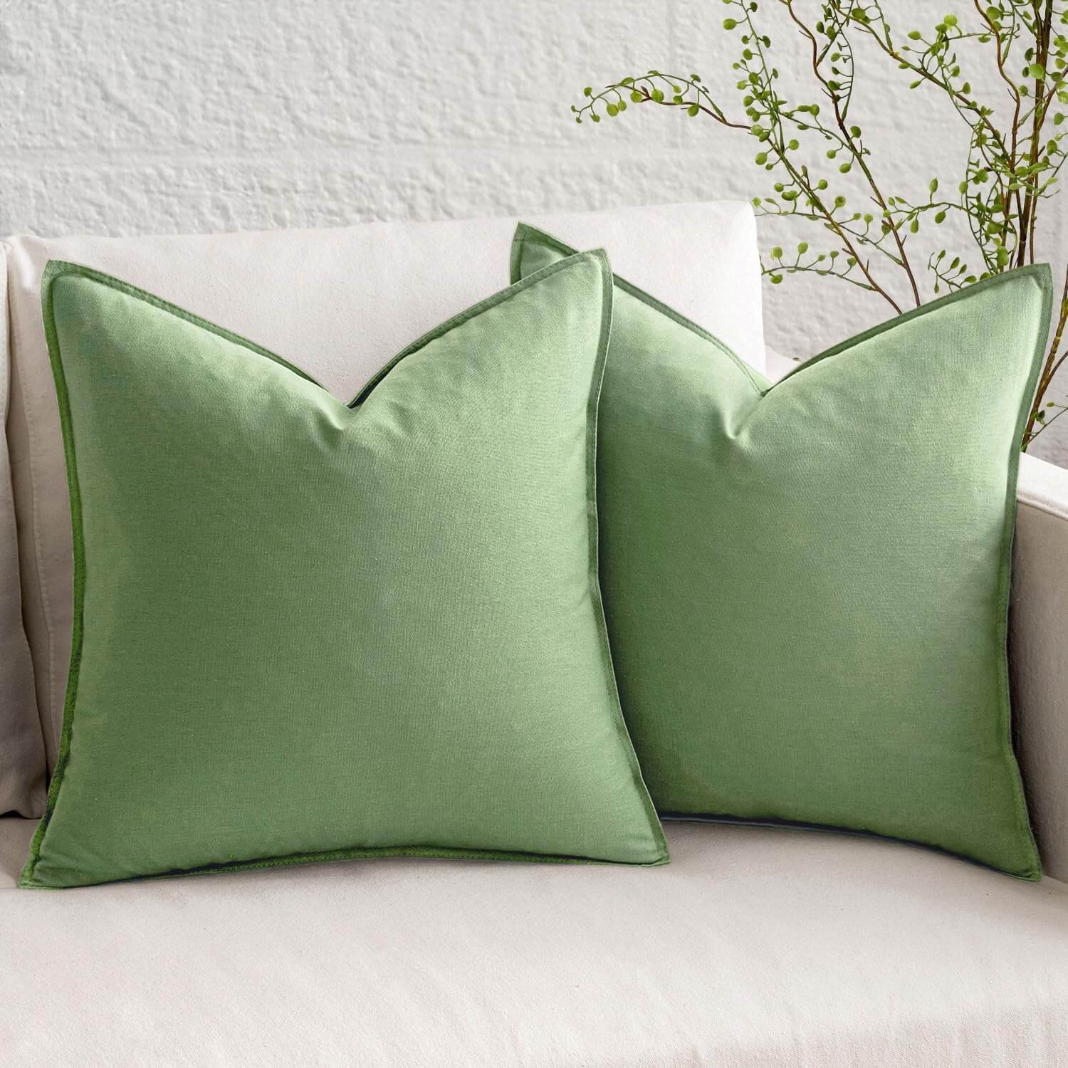 MIULEE Decorative Linen Modern Farmhouse Home Couch Throw Pillow Covers (Pack of 2)