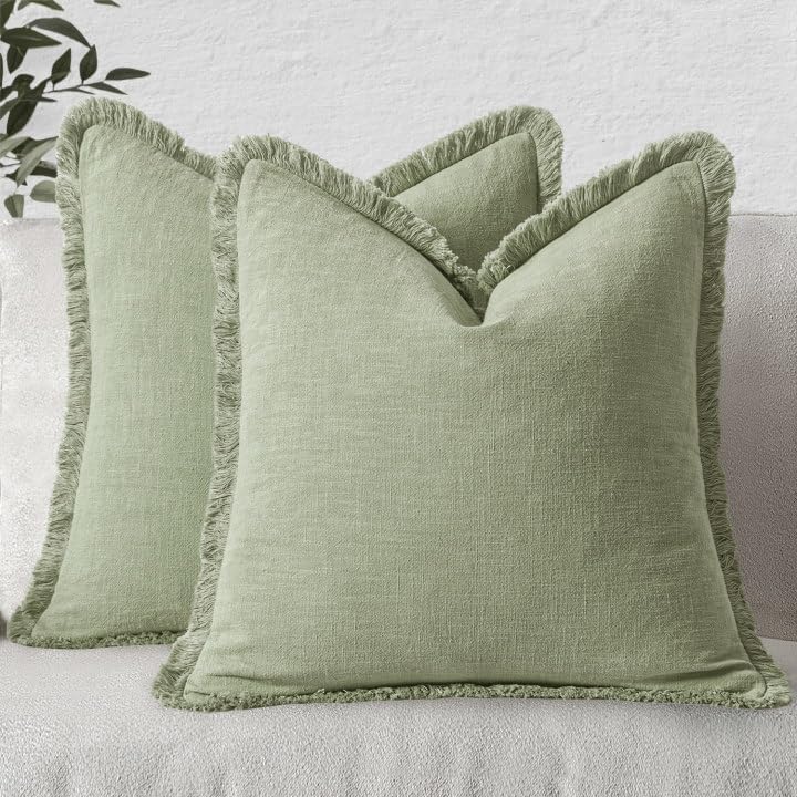 Sage_Green Linen Boho Pillow Covers