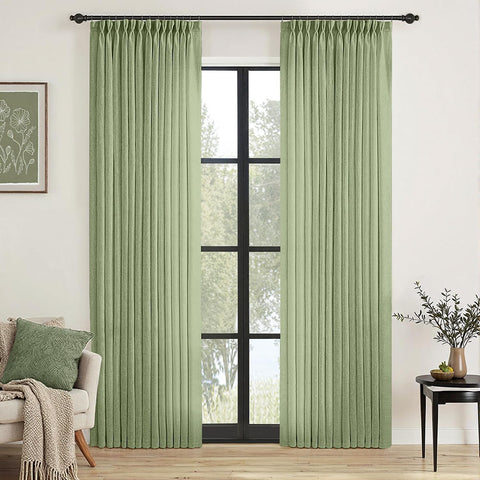 Light Filtering Thick Linen Textured Drapes - Pleated (2 Panels)